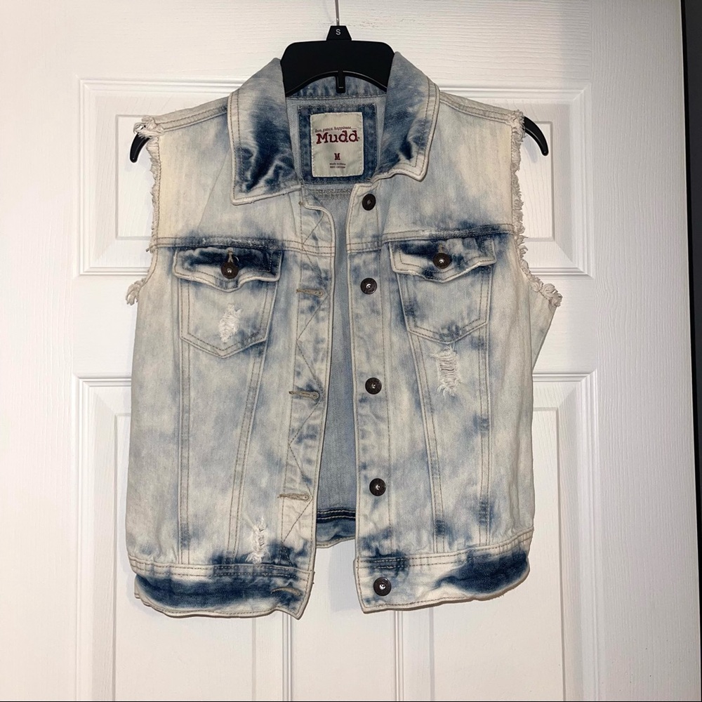 Mudd Denim Jean Vest Button-Up Jacket